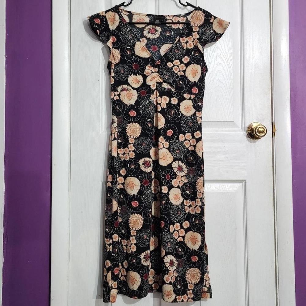Vintage Black Floral Midi Dress